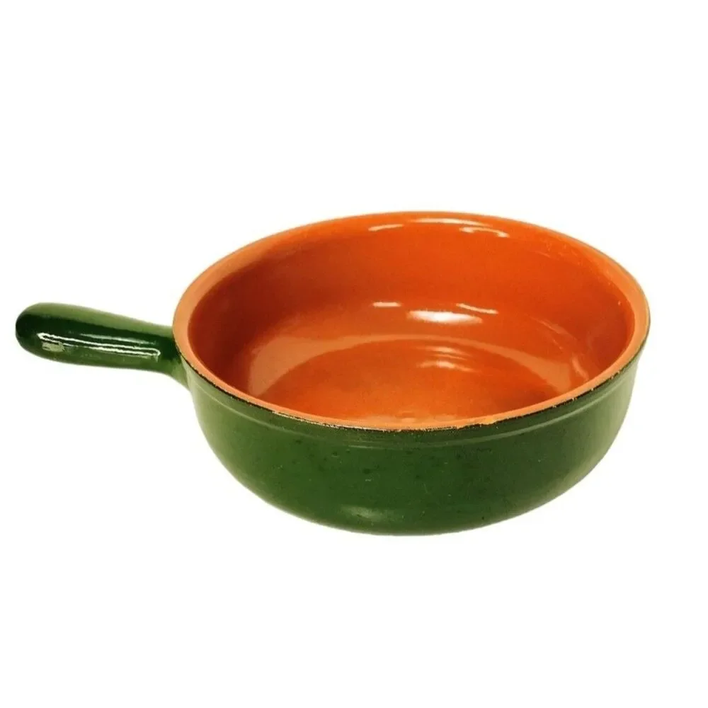 Terracotta Piral Albisola Cookware Saucier Pan Hunter Green Italy Italian 8.5